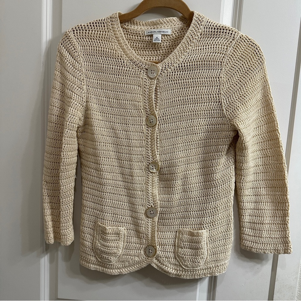 Banana Republic Cream Knit Sweater SZ M